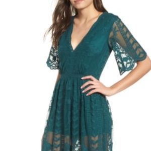 NWT Socialite Lace Overlay Romper in Green